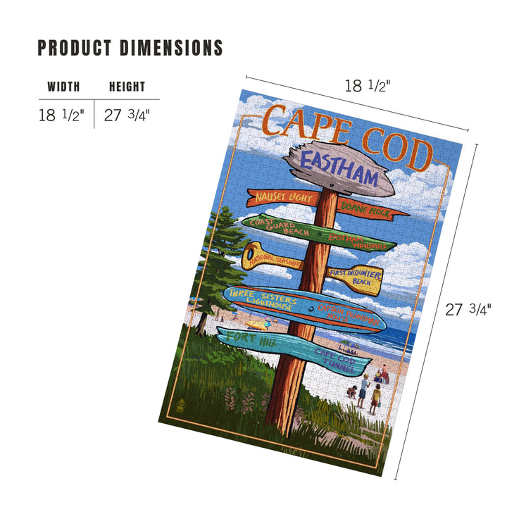 Eastham, Massachusetts Cape Cod, Destinations Sign (Version 2), Jigsaw Puzzle Puzzle Lantern Press 