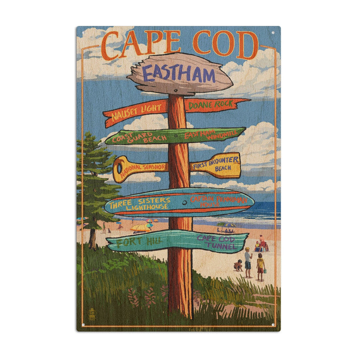 Eastham, Massachusetts Cape Cod, Destinations Sign (Version 2), Lantern Press Artwork, Wood Signs and Postcards Wood Lantern Press 10 x 15 Wood Sign 