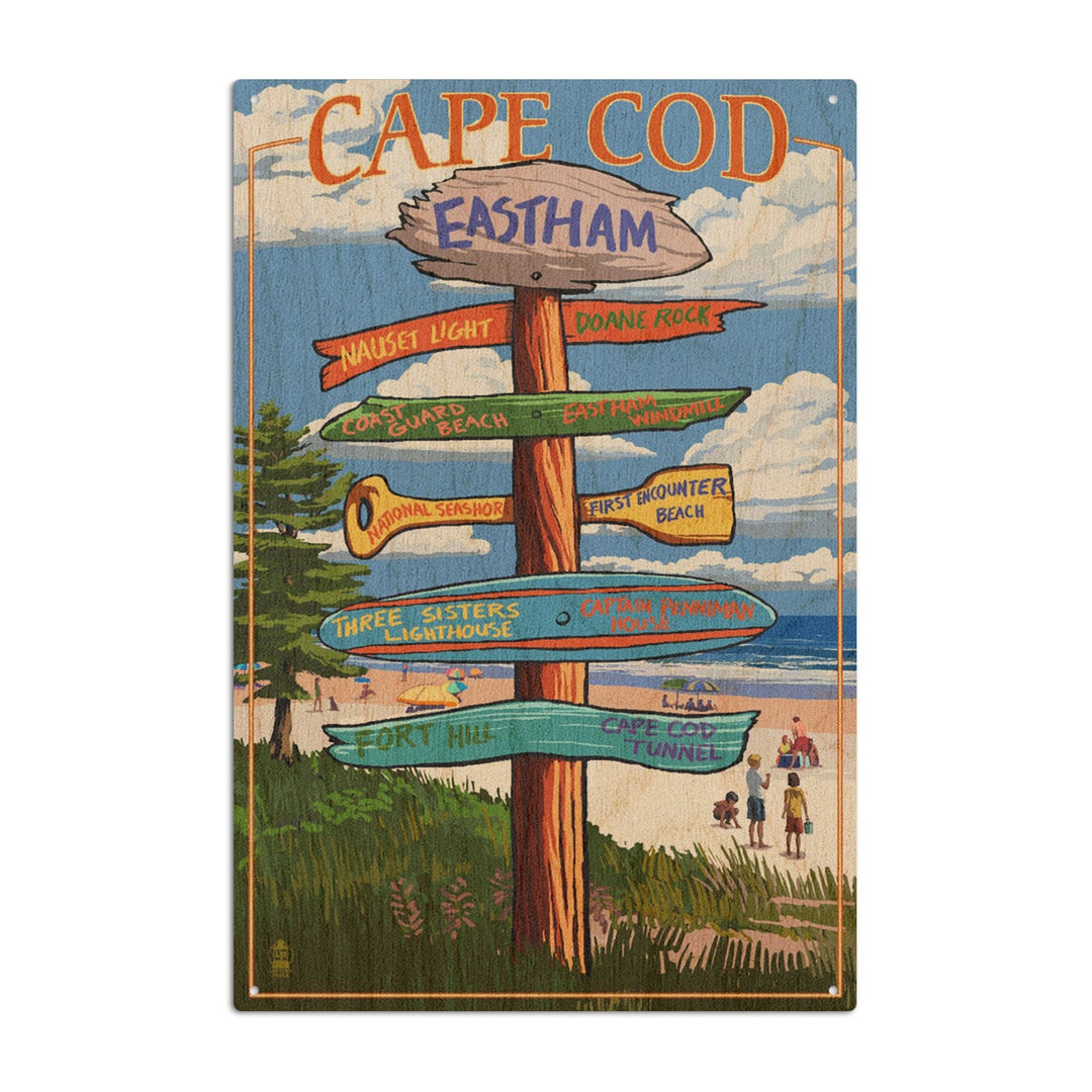 Eastham, Massachusetts Cape Cod, Destinations Sign (Version 2), Lantern Press Artwork, Wood Signs and Postcards Wood Lantern Press 6x9 Wood Sign 