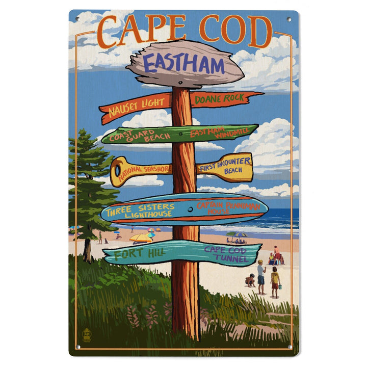 Eastham, Massachusetts Cape Cod, Destinations Sign (Version 2), Lantern Press Artwork, Wood Signs and Postcards Wood Lantern Press 