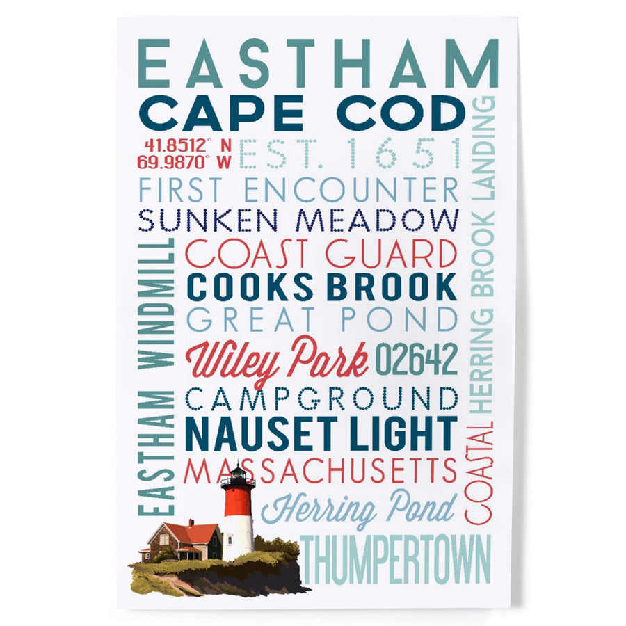Eastham, Massachusetts, Cape Cod, Typography, Art & Giclee Prints Art Lantern Press 