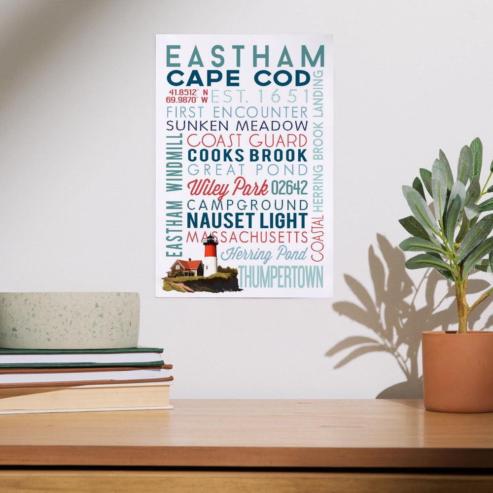 Eastham, Massachusetts, Cape Cod, Typography, Art & Giclee Prints Art Lantern Press 