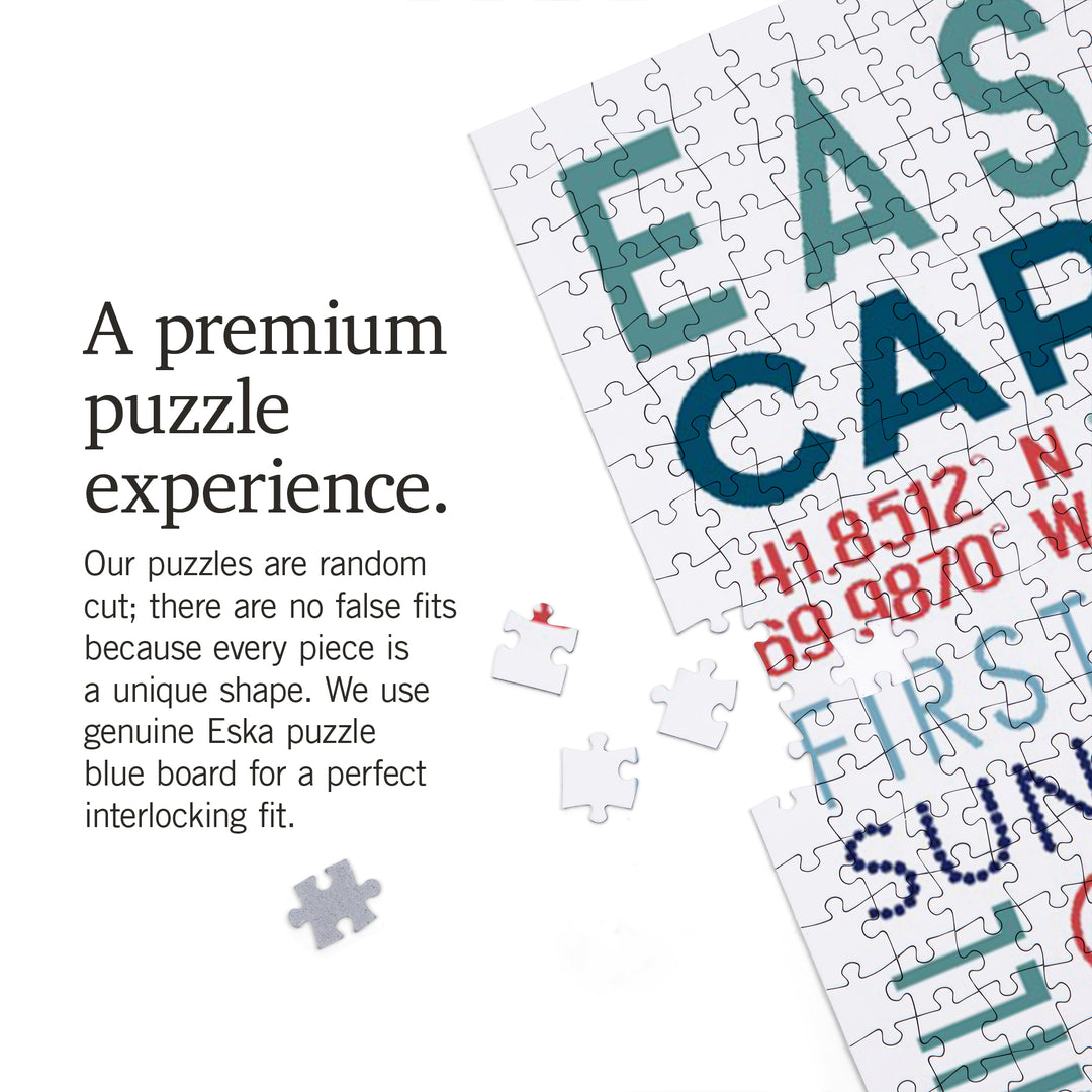 Eastham, Massachusetts, Cape Cod, Typography, Jigsaw Puzzle Puzzle Lantern Press 