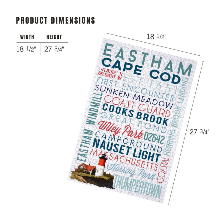 Eastham, Massachusetts, Cape Cod, Typography, Jigsaw Puzzle Puzzle Lantern Press 