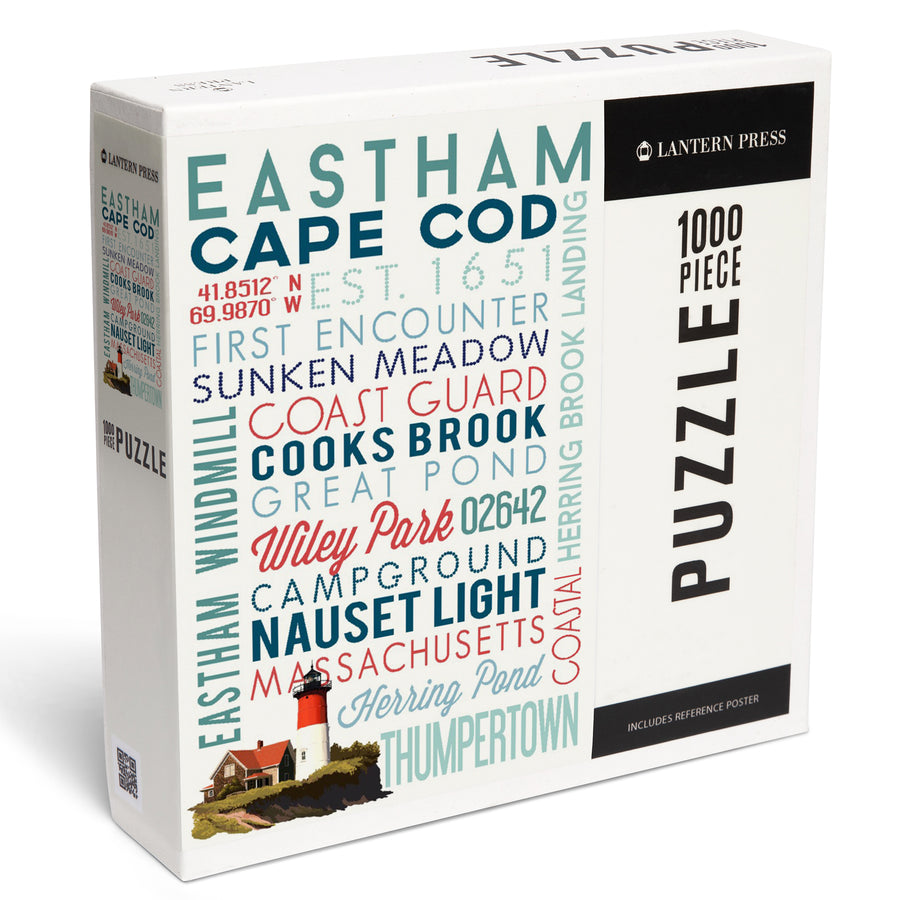 Eastham, Massachusetts, Cape Cod, Typography, Jigsaw Puzzle Puzzle Lantern Press 