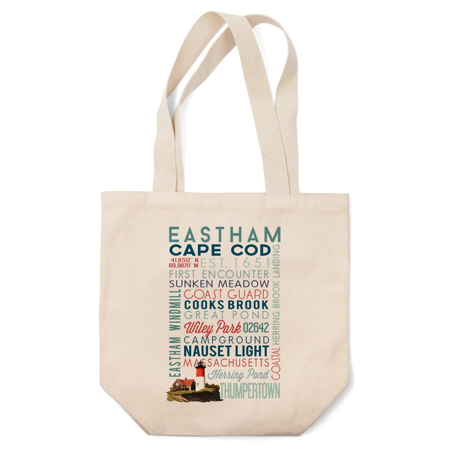 Eastham, Massachusetts, Cape Cod, Typography, Tote Bag Totes Lantern Press 