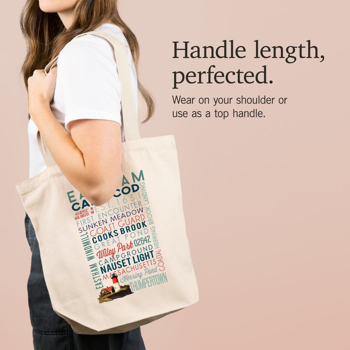 Eastham, Massachusetts, Cape Cod, Typography, Tote Bag Totes Lantern Press 