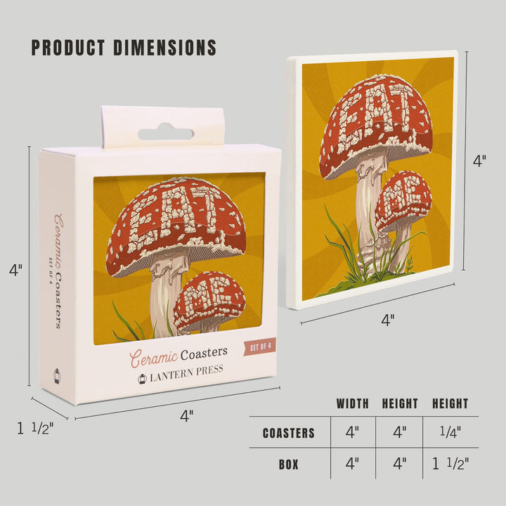 Eat Me Mushroom, Lantern Press Artwork, Coaster Set - Lantern Press