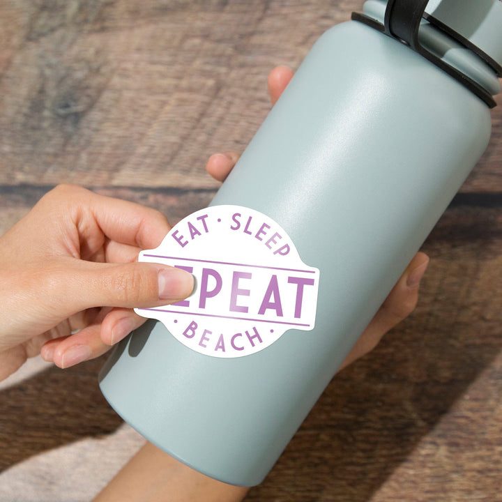 Eat, Sleep, Beach, Repeat, Simply Said, Contour, Vinyl Sticker - Lantern Press