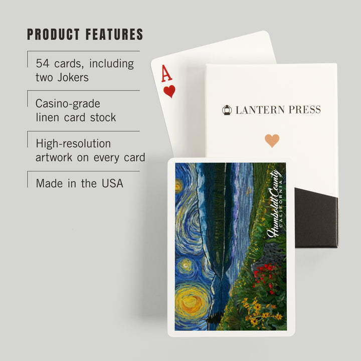Playing Cards, Humboldt County, California, Starry Night, 52 Card Deck with Jokers in Box, Unique Art