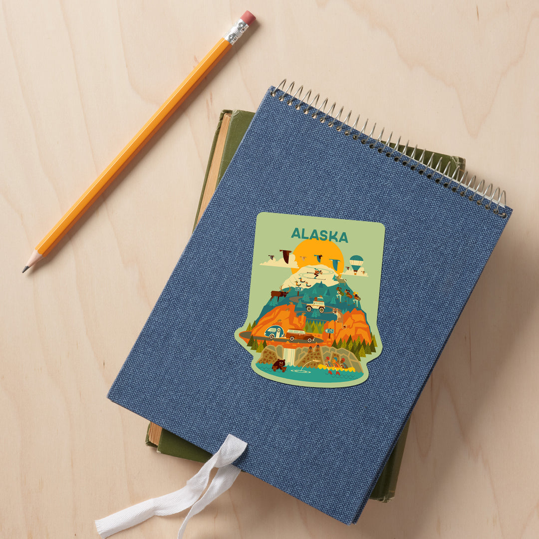 Alaska, Geometric, The Mountains Are Calling, Vinyl Sticker