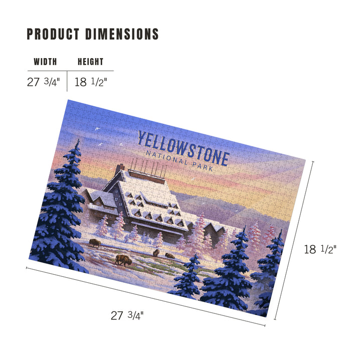 Yellowstone National Park, Wyoming, Lithograph, Old Faithful Inn, Jigsaw Puzzle
