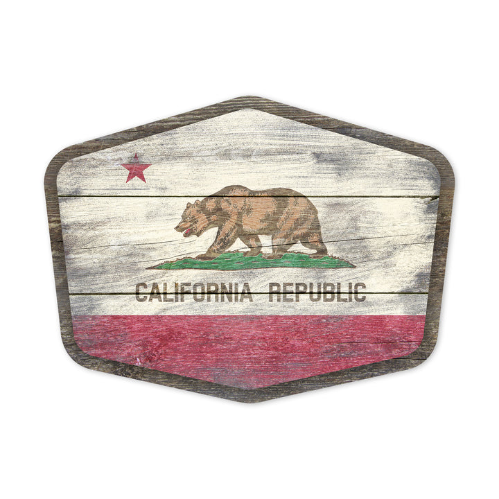 California, Rustic State Flag, Contour, Vinyl Sticker