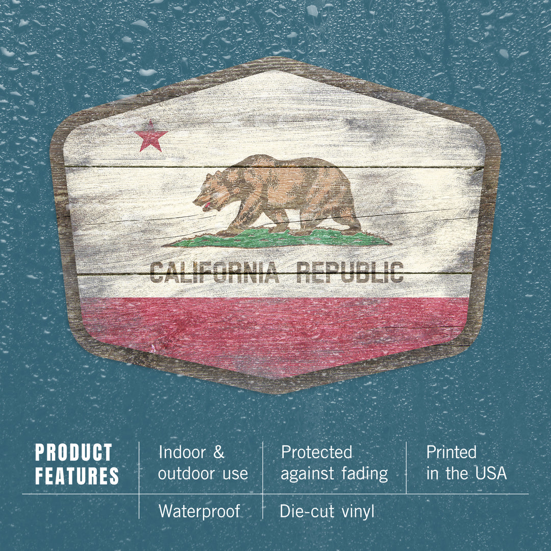 California, Rustic State Flag, Contour, Vinyl Sticker