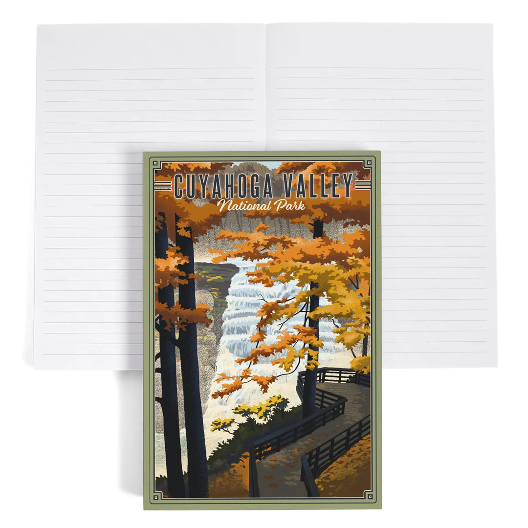 Lined 6x9 Journal, Cuyahoga Valley National Park, Ohio, Lithograph National Park Series, Lay Flat, 193 Pages, FSC paper