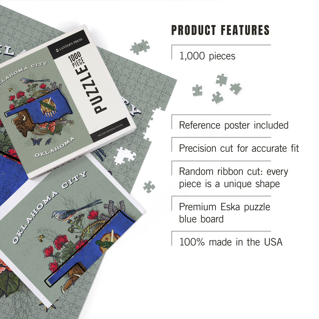 Oklahoma City, Oklahoma, State Treasure Trove, 1000 Piece Jigsaw Puzzle