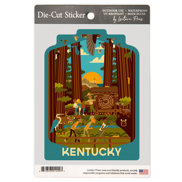 Kentucky, Geometric, Forest, Vinyl Sticker