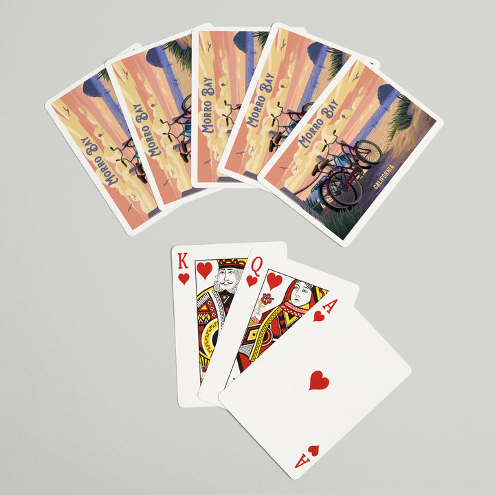 Playing Cards, Morro Bay, California, Painterly, The Beach Is Calling, Beach Bikes, 52 Card Deck with Jokers in Box, Unique Art