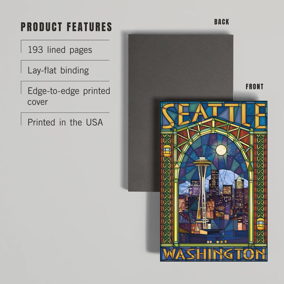Lined 6x9 Journal, Seattle, Washington, Stained Glass Window, Lay Flat, 193 Pages, FSC paper