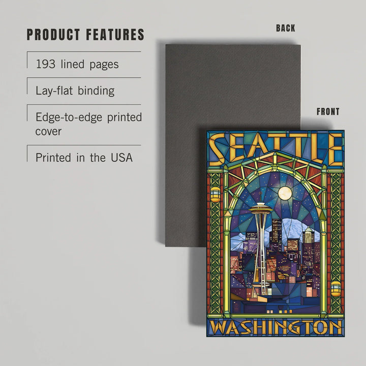 Lined 6x9 Journal, Seattle, Washington, Stained Glass Window, Lay Flat, 193 Pages, FSC paper
