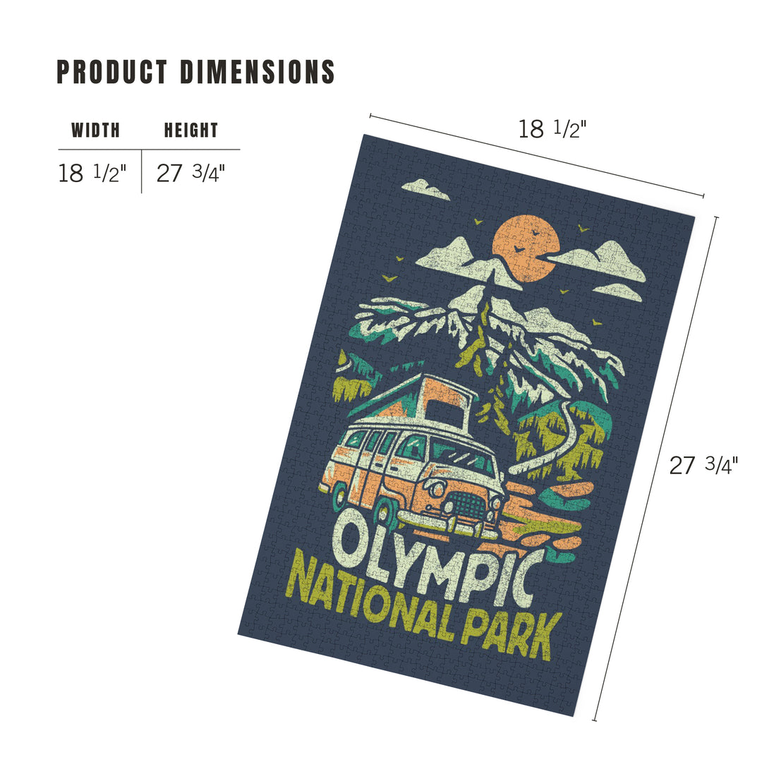 Olympic National Park, Distressed, Camper Van in Mountains, Jigsaw Puzzle