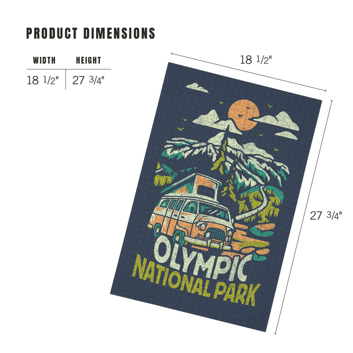 Olympic National Park, Distressed, Camper Van in Mountains, Jigsaw Puzzle