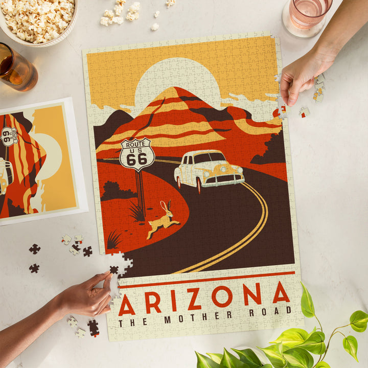 Arizona, Route 66, Mother Road, Simplified, Jigsaw Puzzle