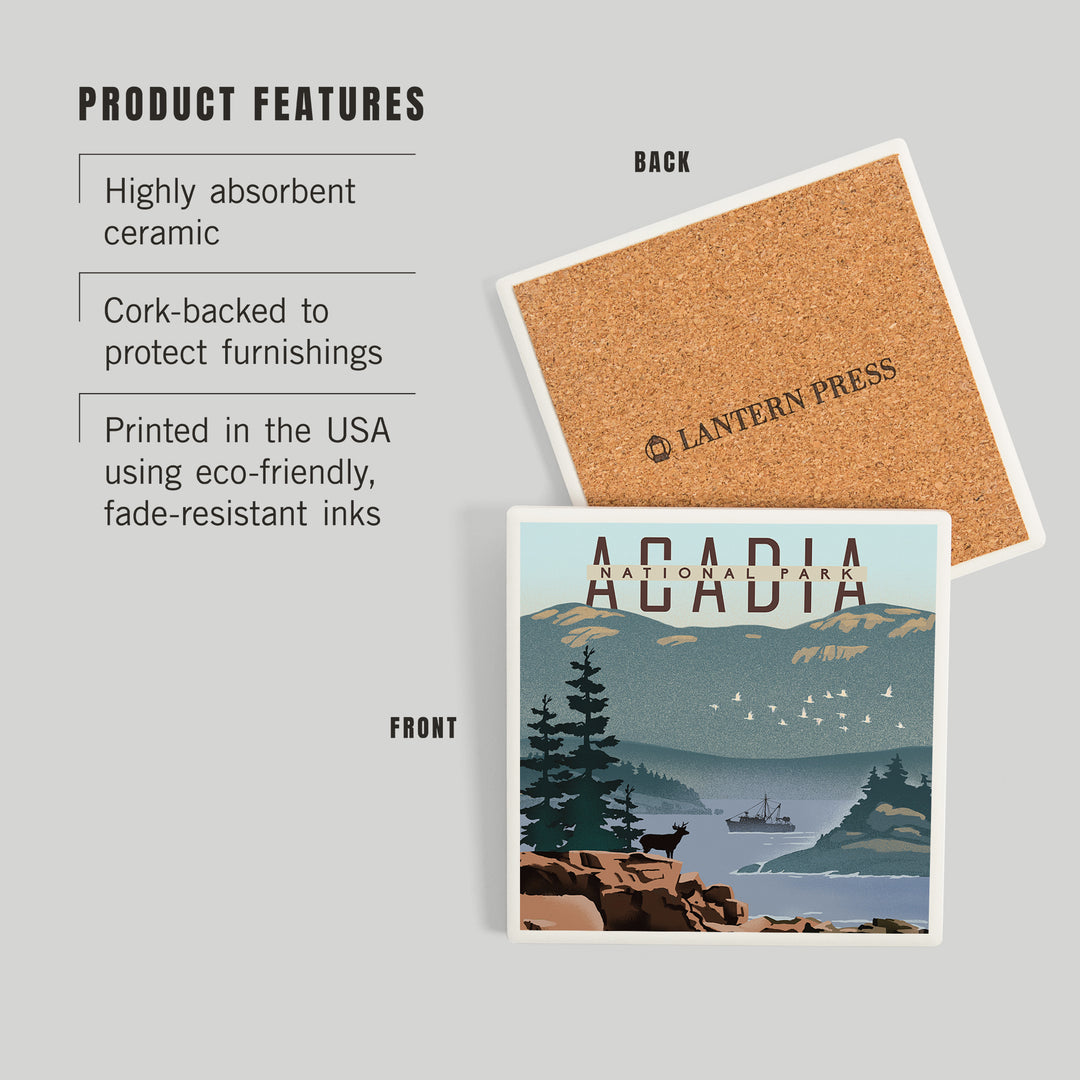 Acadia National Park, Maine, Lithograph, Coasters