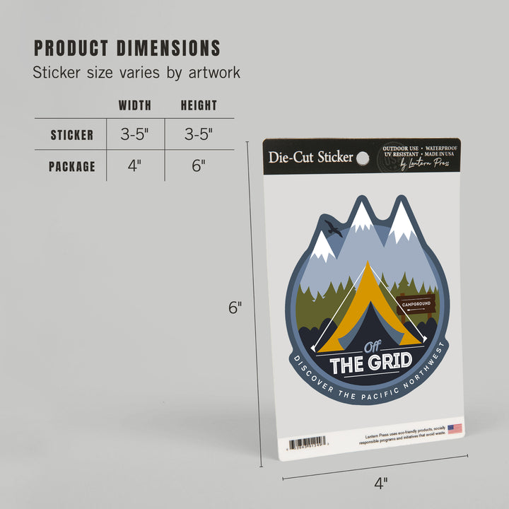 Discover the Pacific Northwest, Off the Grid, Tent, Contour, Vinyl Sticker