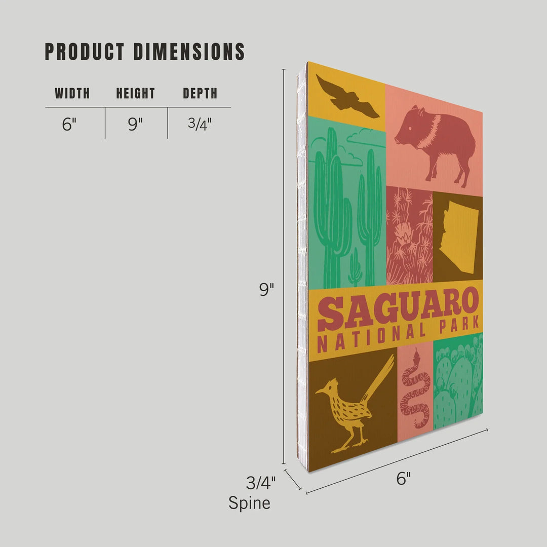Lined 6x9 Journal, Saguaro National Park, Arizona, Icon Colorblock, Lay Flat, 193 Pages, FSC paper