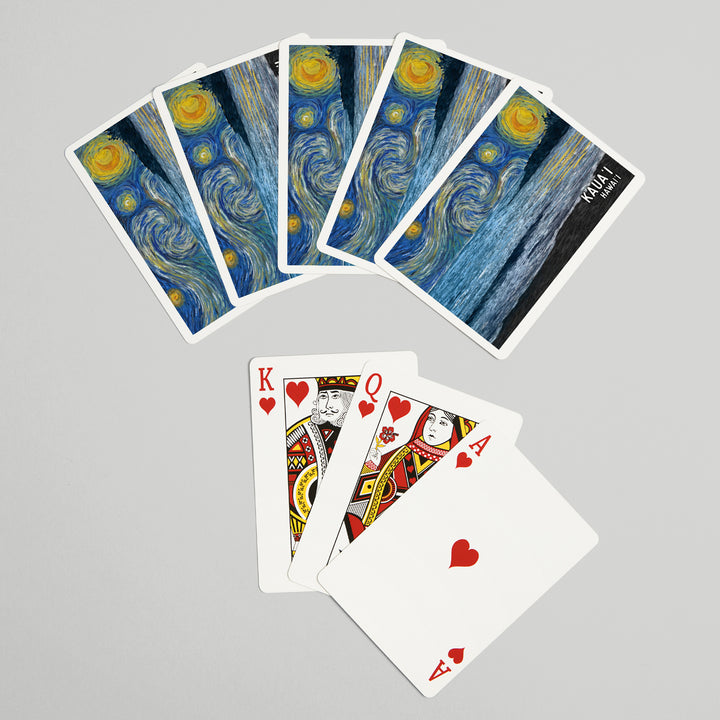 Playing Cards, Kauai, Hawaii, Starry Night, Coastline, 52 Card Deck with Jokers in Box, Unique Art