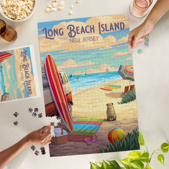 Long Beach Island, New Jersey, Painterly, Beach Activities, 1000 Piece Jigsaw Puzzle