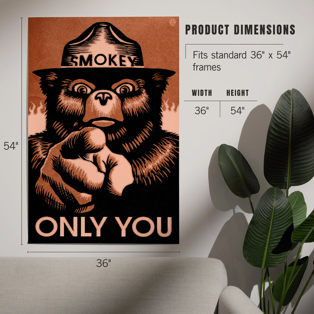Smokey Bear, Only You, Halftone Red, Officially Licensed, Art & Giclee Prints