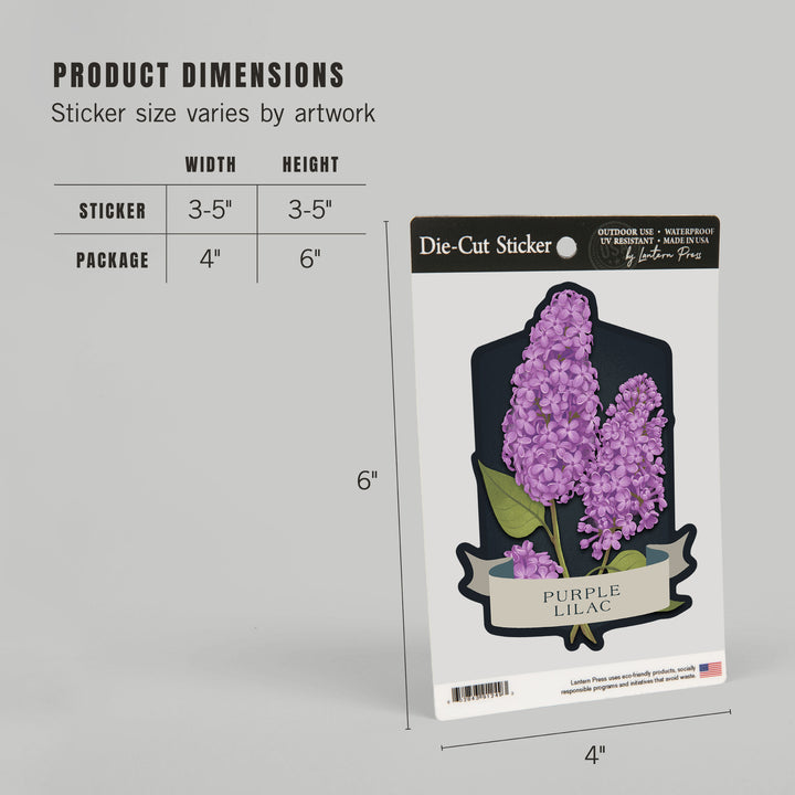 Vintage Flora Noir, Purple Lilac, Vinyl Sticker