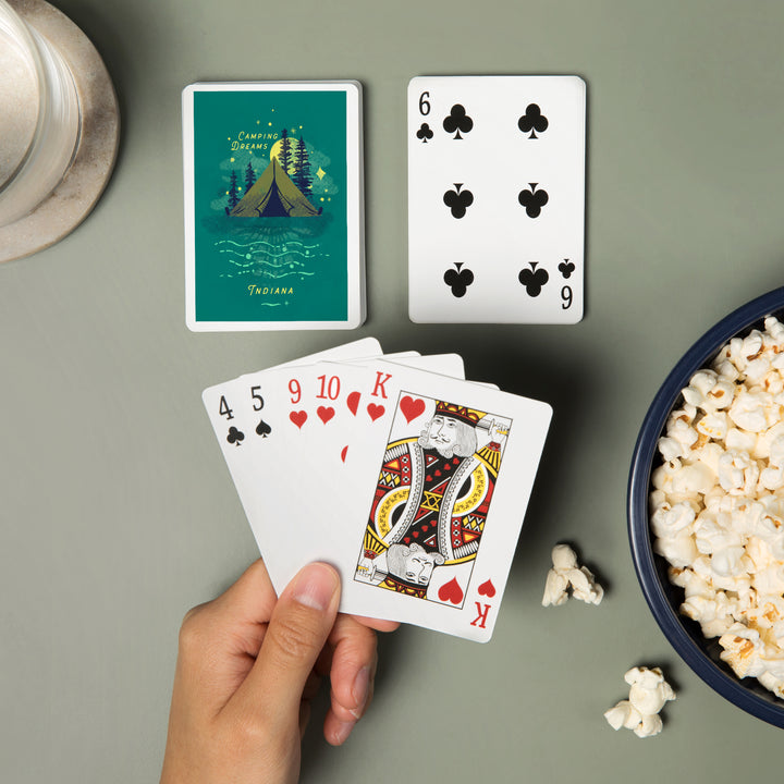 Playing Cards, Indiana, Lake Life Series, Camping Dreams, 52 Card Deck with Jokers in Box, Unique Art
