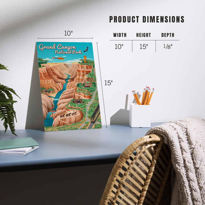 Grand Canyon National Park, Arizona, Retro View, Wood Sign and Postcards