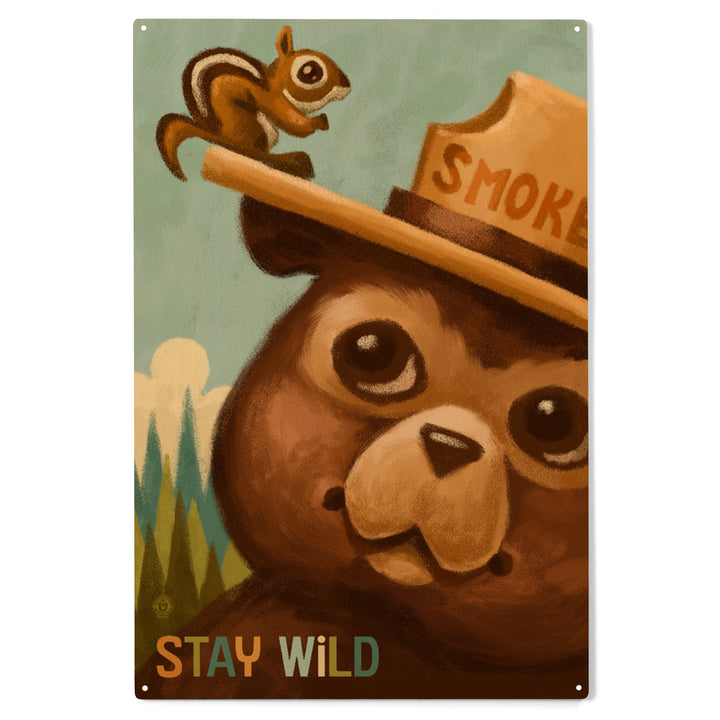 Stay Wild, Smokey Bear and Squirrel, Wood Sign and Postcards