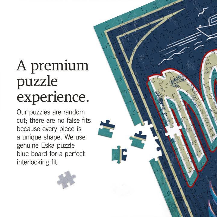 Maryland, Blue Crabs Vintage Sign, 1000 Piece Jigsaw Puzzle