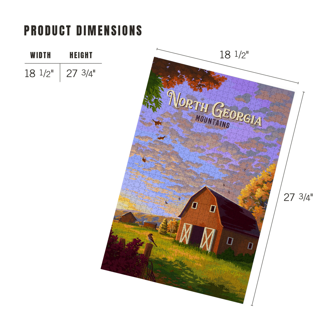 North Georgia Mountains, Painterly, Autumn Barn, 1000 Piece Jigsaw Puzzle
