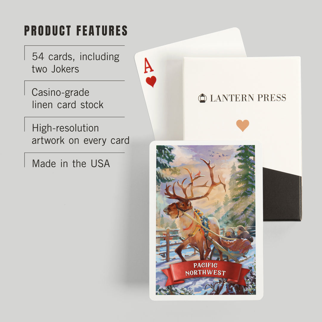 Playing Cards, Pacific Northwest, Sleigh Ride, 52 Card Deck with Jokers in Box, Unique Art