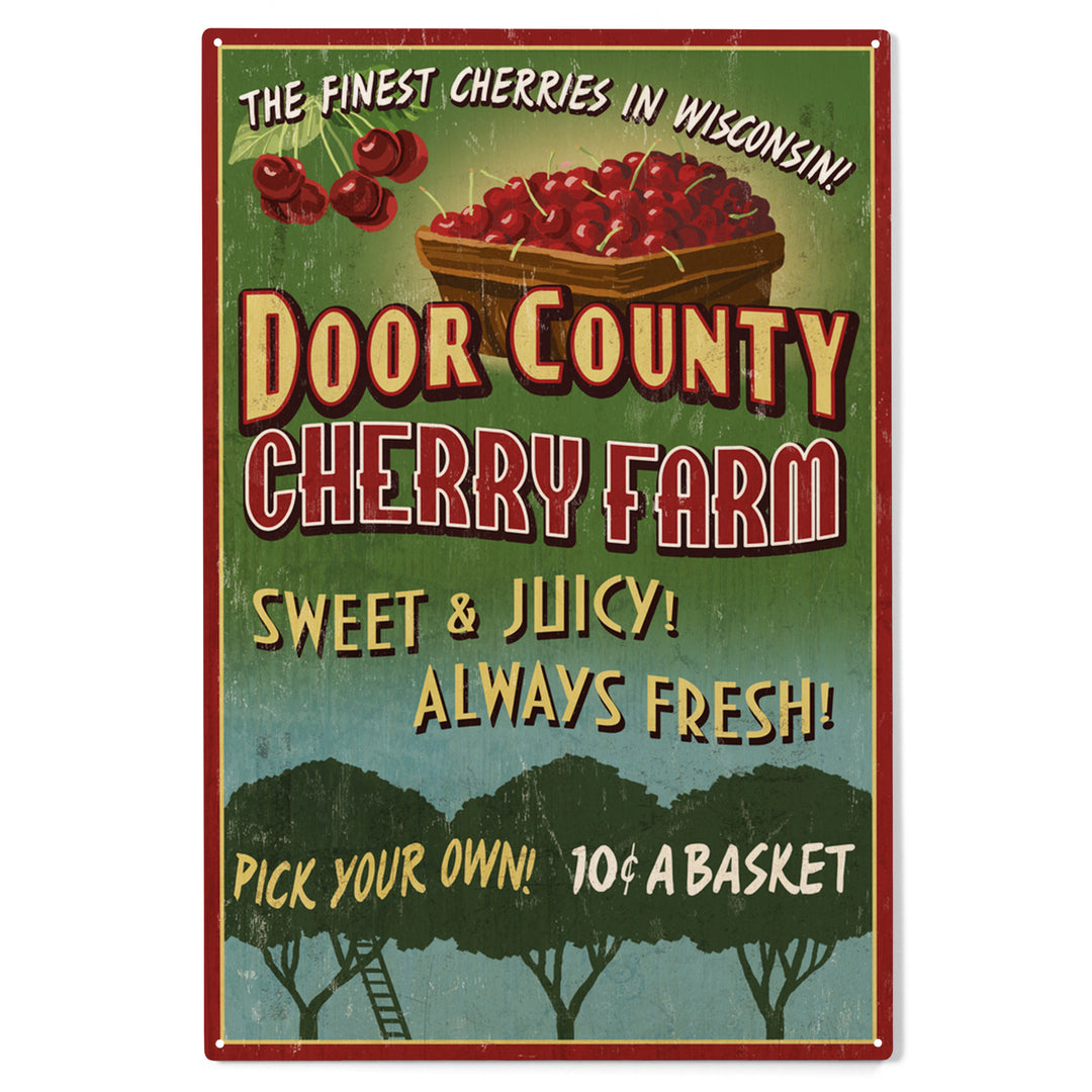 Door County, Wisconsin Cherry Sign, Wood Sign and Postcards