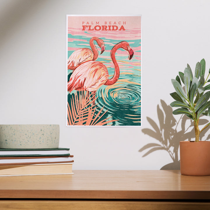 Palm Beach, Florida, Flamingo, Vintage Print Press, Art & Giclee Prints