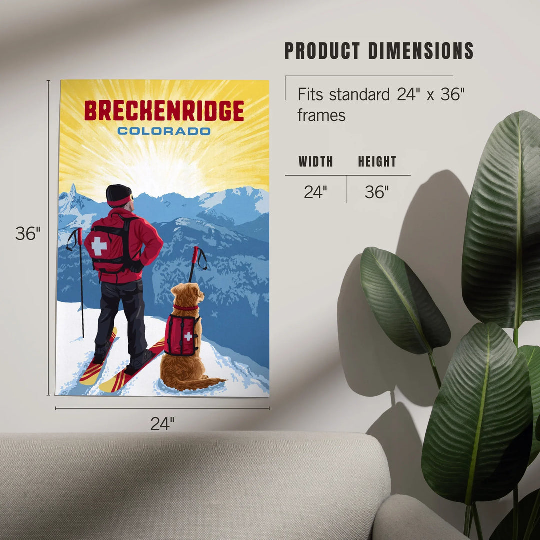 Breckenridge, Colorado, Painterly, Ski Patrol with Avalanche Dog, Art & Giclee Prints
