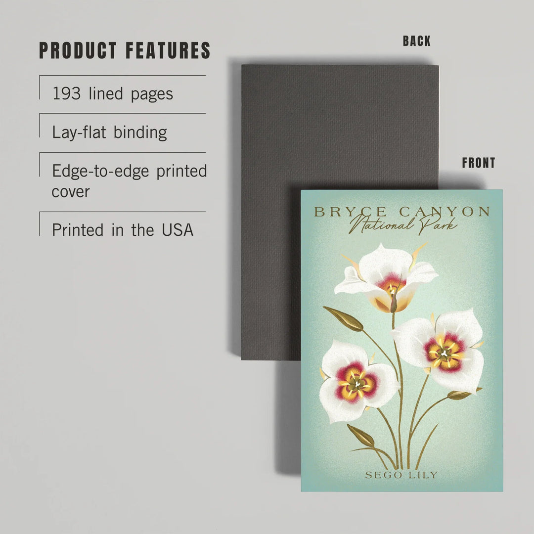 Lined 6x9 Journal, Bryce Canyon National Park, Vintage Flora Series, Sego Lily, Lay Flat, 193 Pages, FSC paper