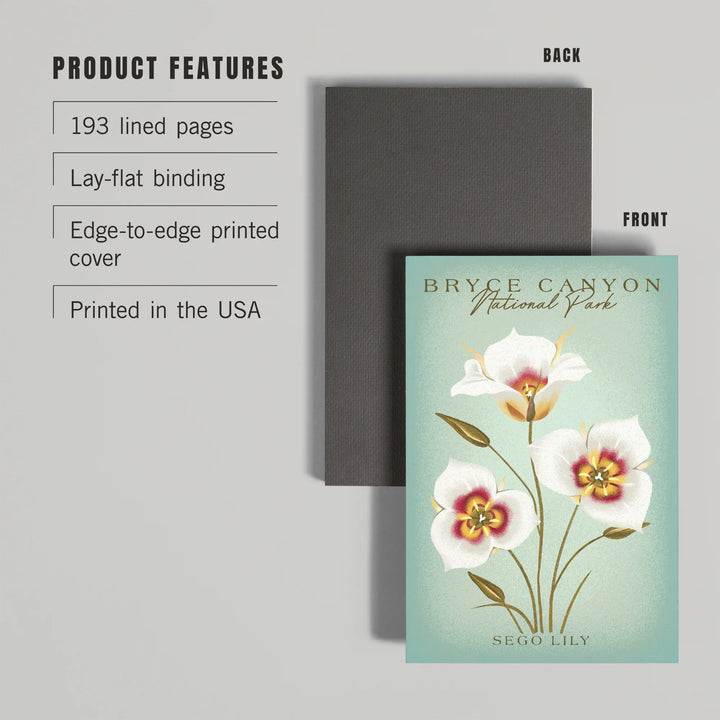 Lined 6x9 Journal, Bryce Canyon National Park, Vintage Flora Series, Sego Lily, Lay Flat, 193 Pages, FSC paper