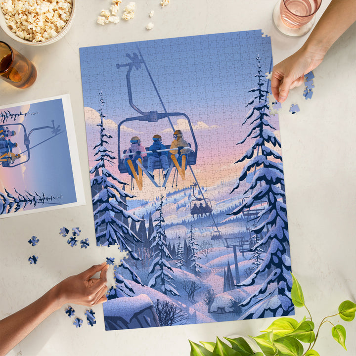 Chill on the Uphill Ski Lift, Jigsaw Puzzle