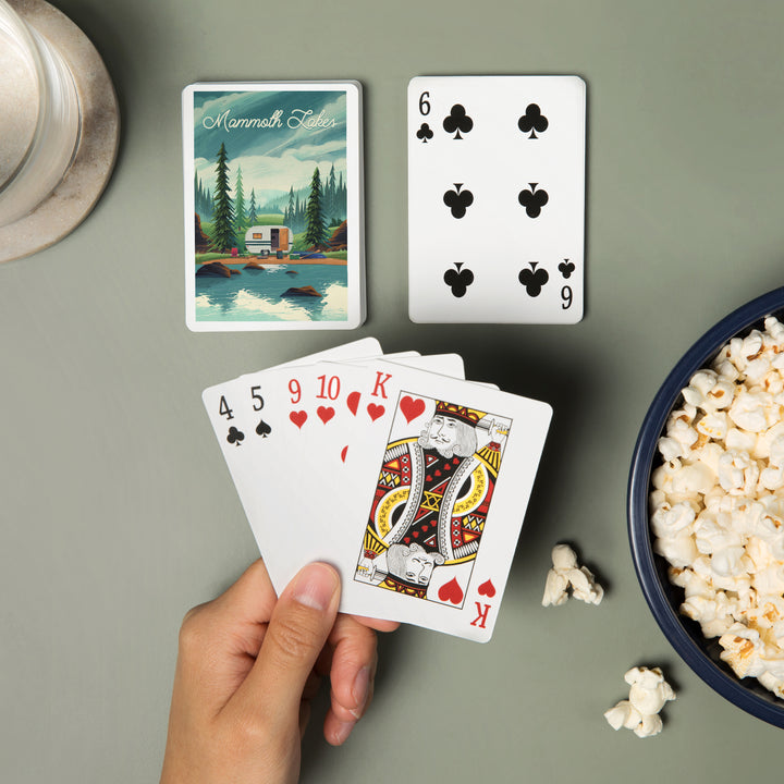 Playing Cards, Mammoth Lakes, California, At Home Anywhere, Camper in Evergreens, 52 Card Deck with Jokers in Box, Unique Art