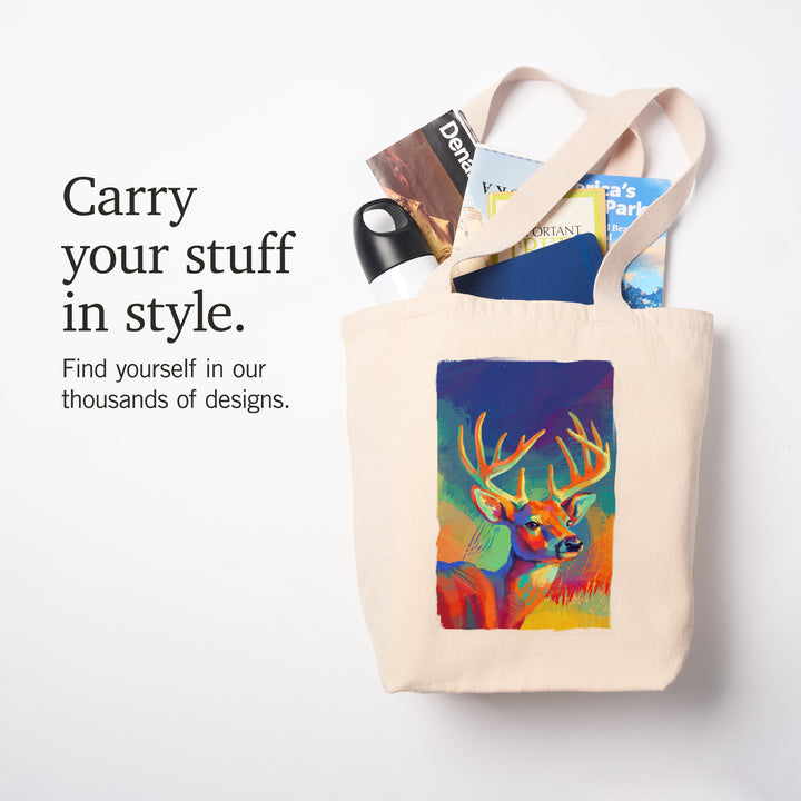 Vivid, White Tailed Deer, Tote Bag