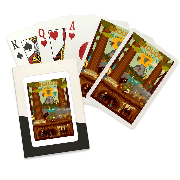 Playing Cards, Sequoia National Park, California, Geometric National Park Series, 52 Card Deck with Jokers in Box, Unique Art