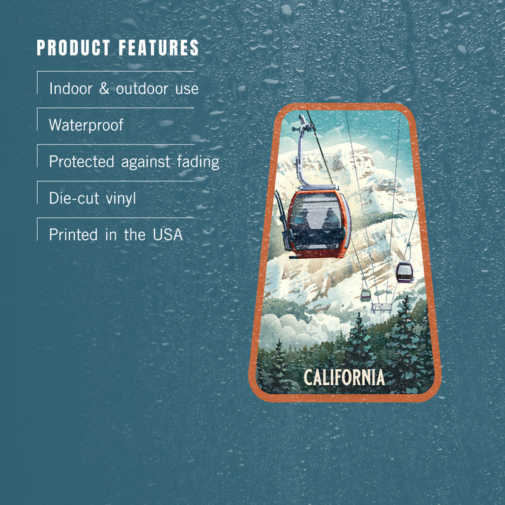 California, Lithograph, Gondola, Orange, Vinyl Sticker